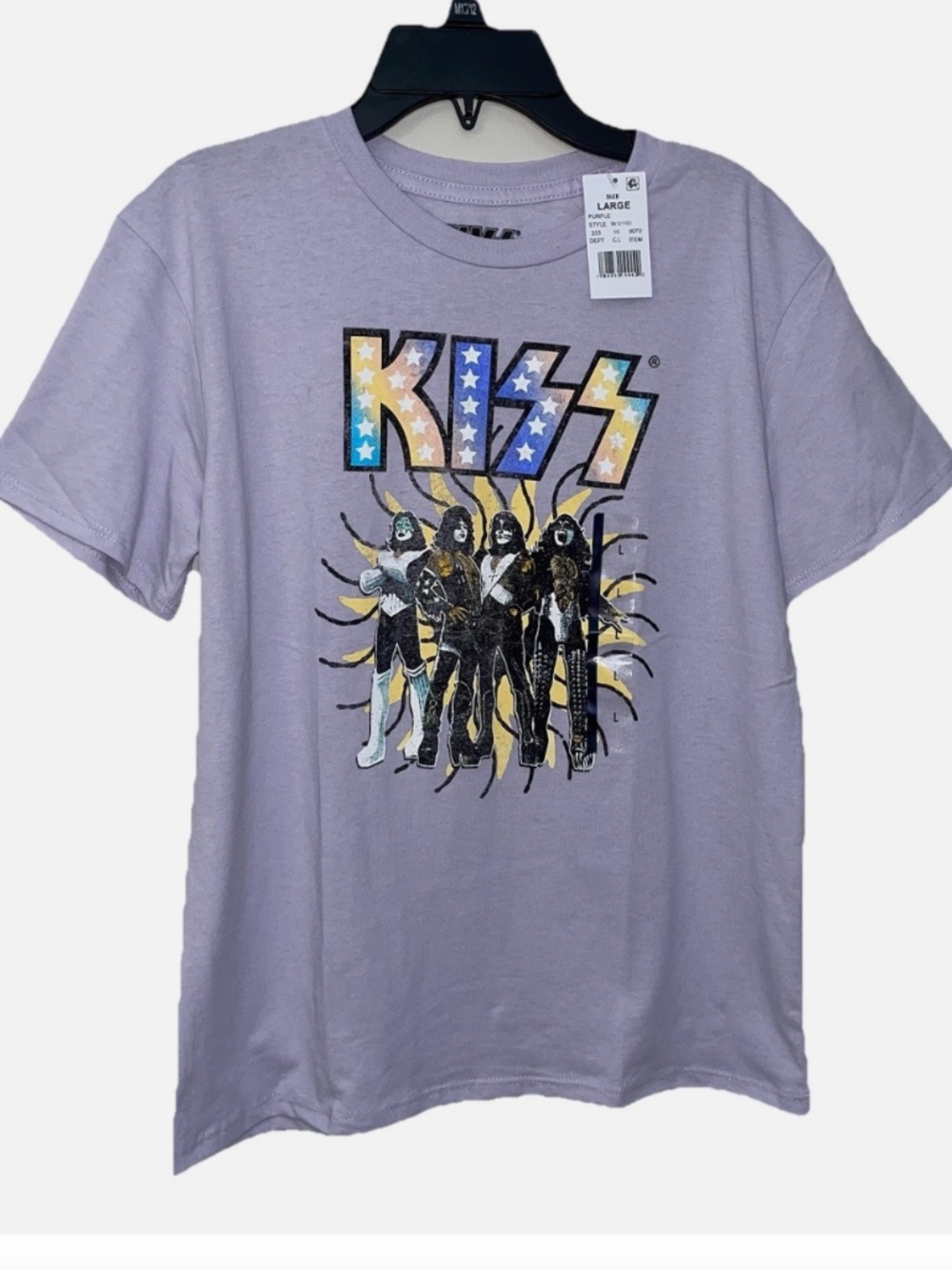 Epic KISS Band T Shirt Jrs Large Purple Rock Band Graphic Tee NEW